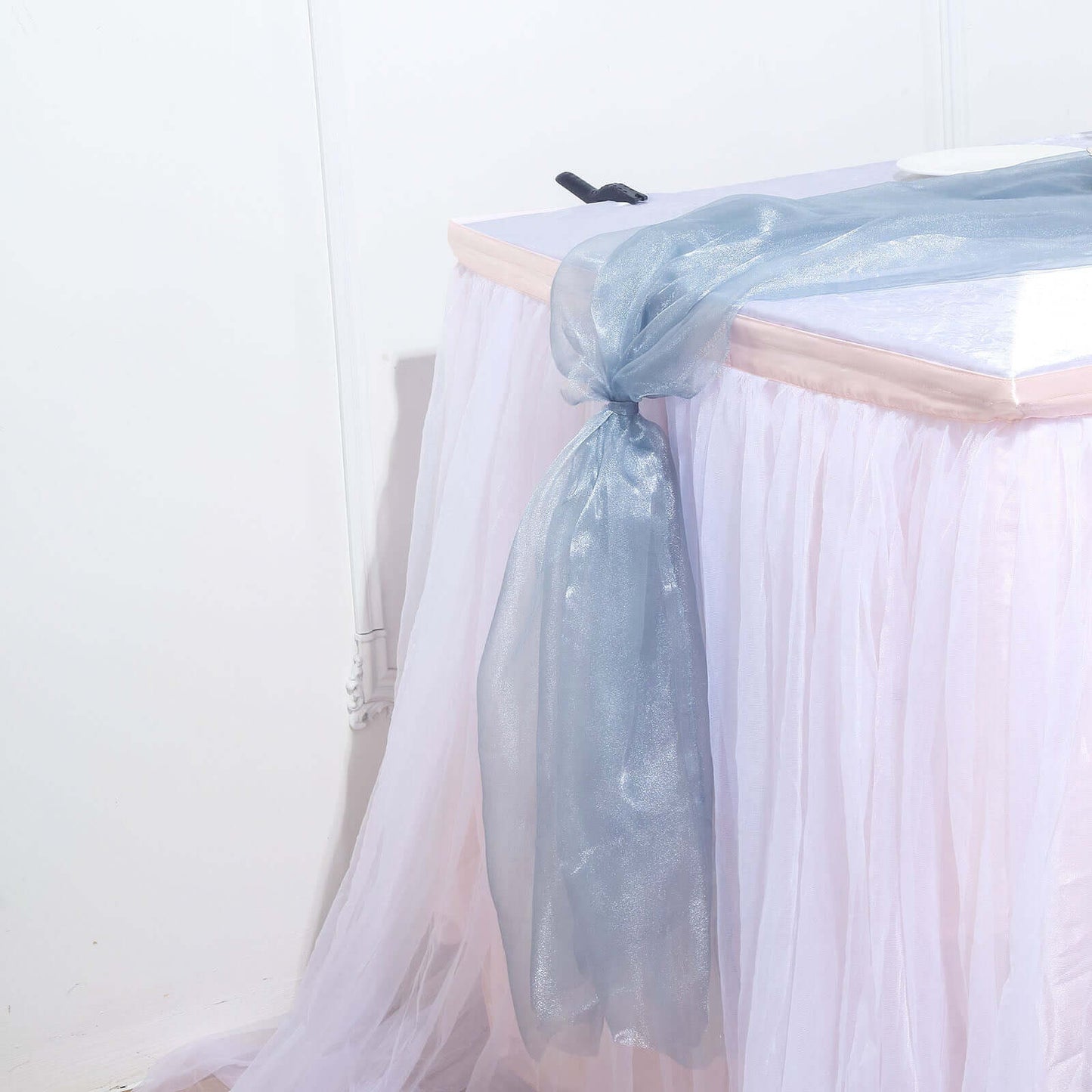 12"x10yd Dusty Blue Sheer Chiffon Fabric Bolt, DIY Voile Drapery Fabric