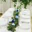 6ft Artificial Eucalyptus Garland with Royal Blue/Light Blue Silk Roses â€“ Faux Greenery Vine