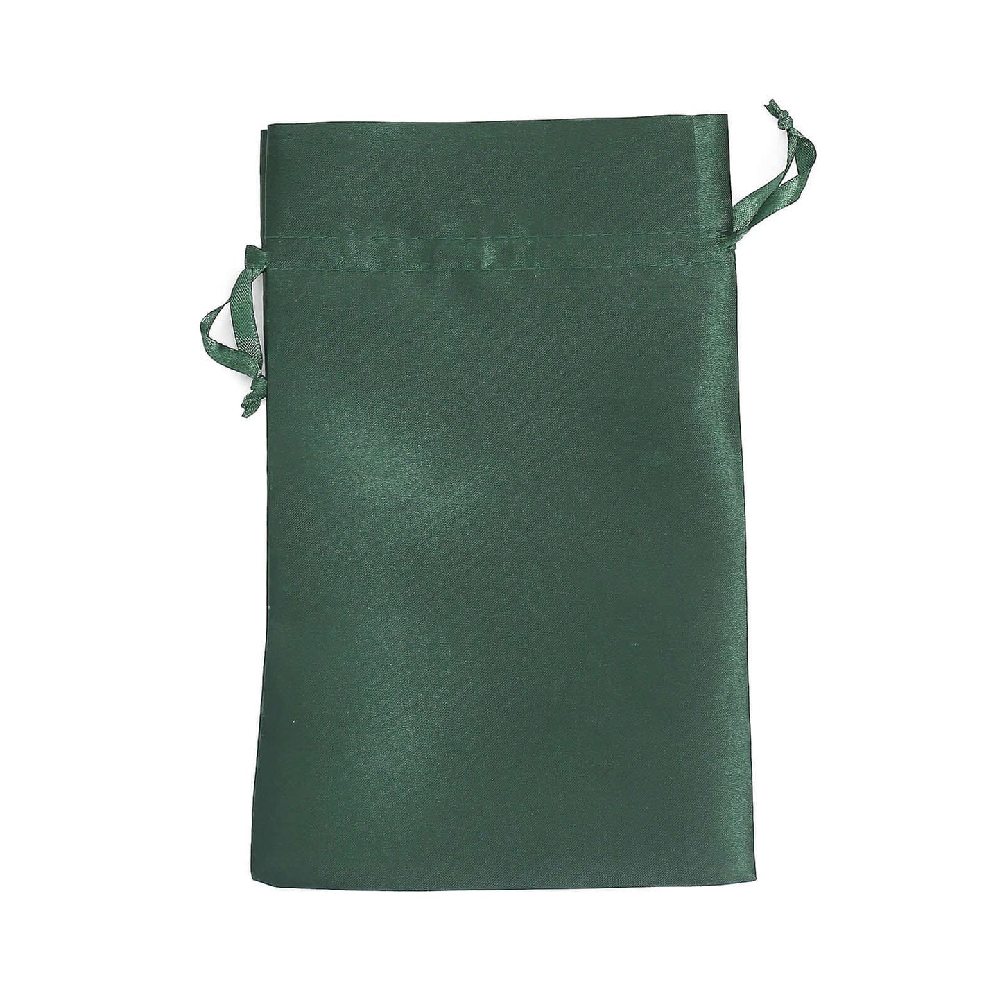 12 Pack 6"x9" Hunter Emerald Green Satin Wedding Party Favor Bags, Drawstring Pouch Gift Bags