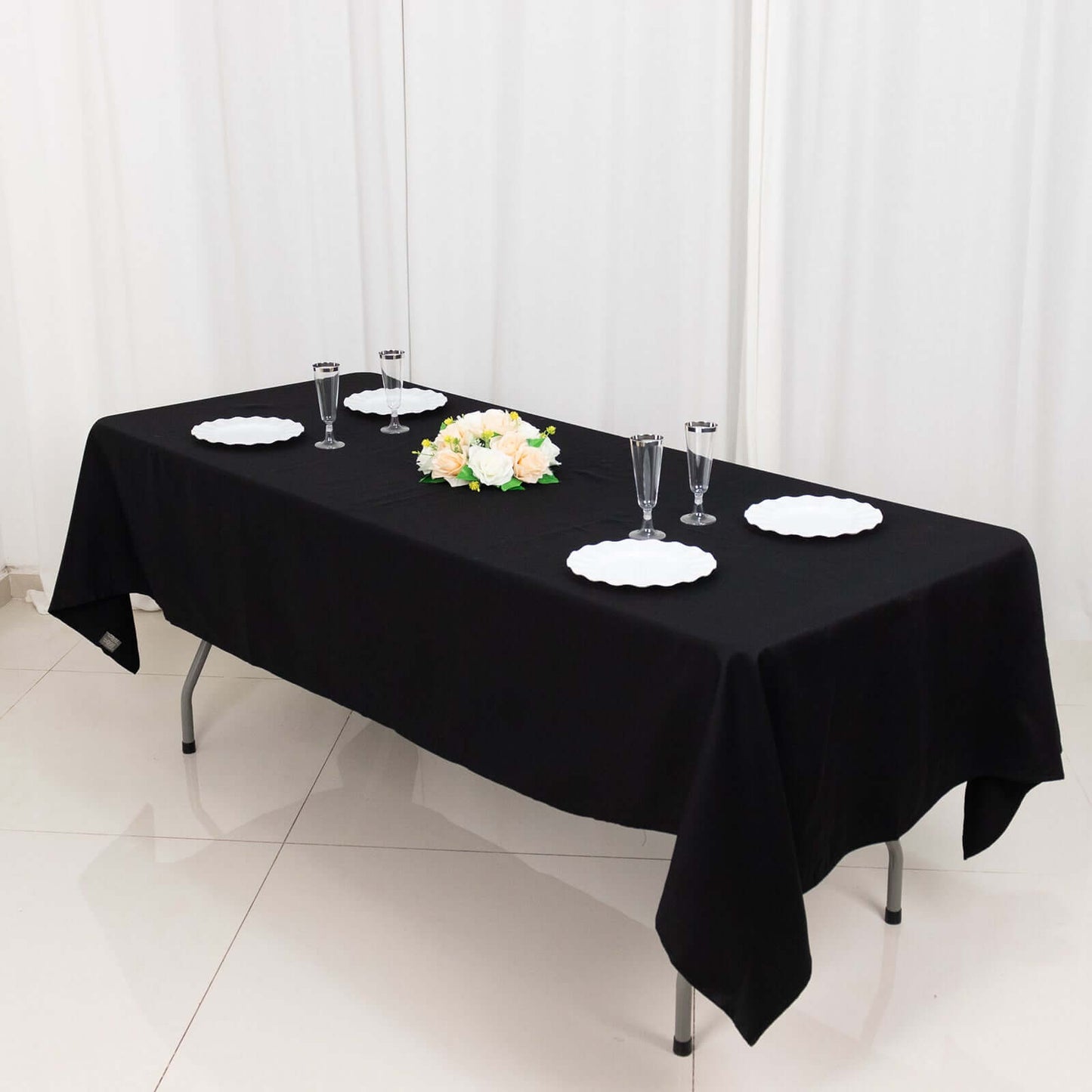 100% Cotton 60"x102" Rectangle Tablecloth Black Linen - Soft & Breathable Table Cover