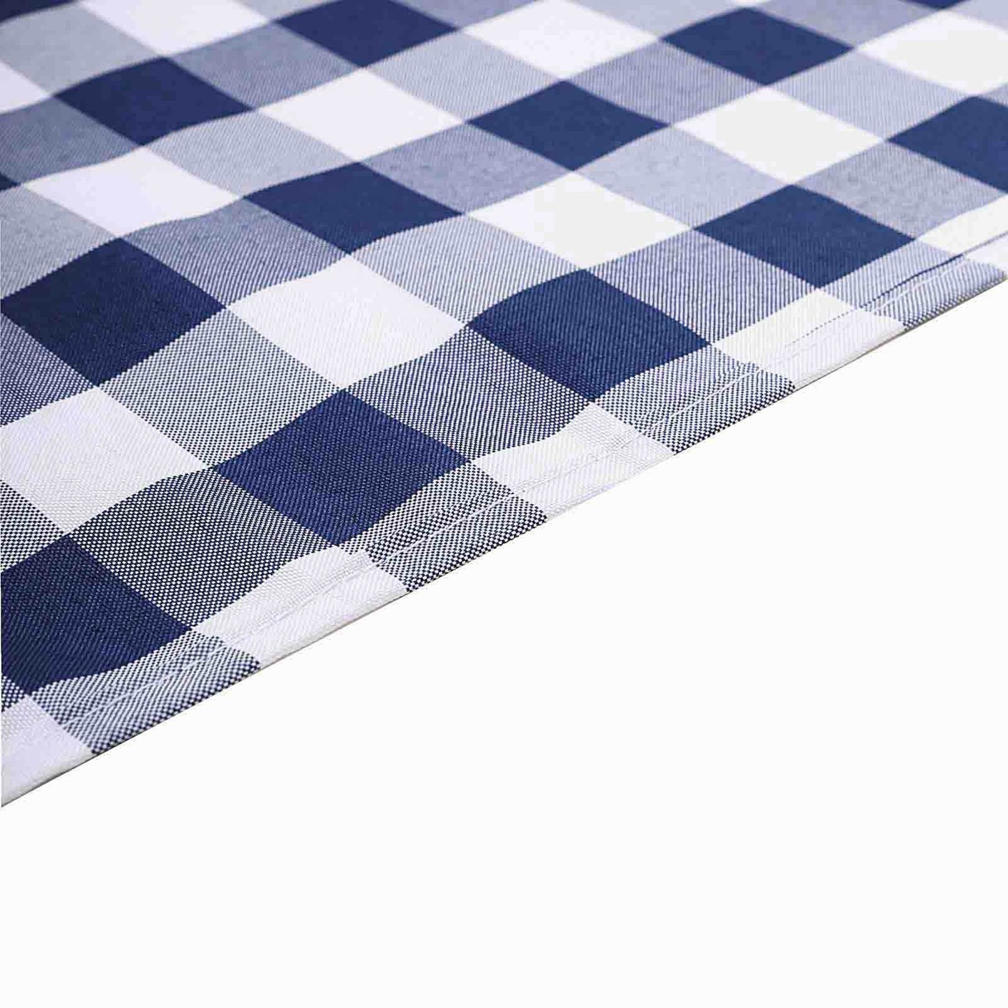 5 Pack Polyester 15"x15" Napkins Navy Blue/White Buffalo Plaid Gingham Style Cloth Napkins