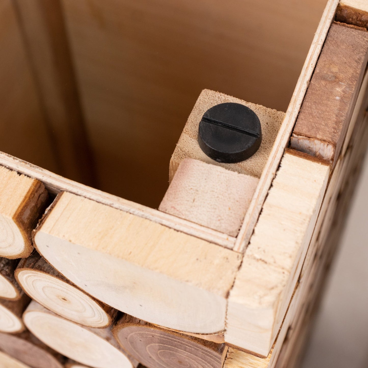 30" Natural Wooden Slices Pillar Prop Pedestal Stand, Rustic Farmhouse Wood Riser Rectangular Plant Stand