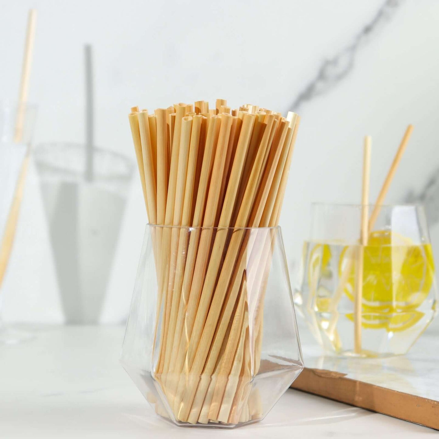 100-Pack Compostable Straws Plant Based 100% Plastic Free - Biodegradable Wheat Straws for Drinks 6"