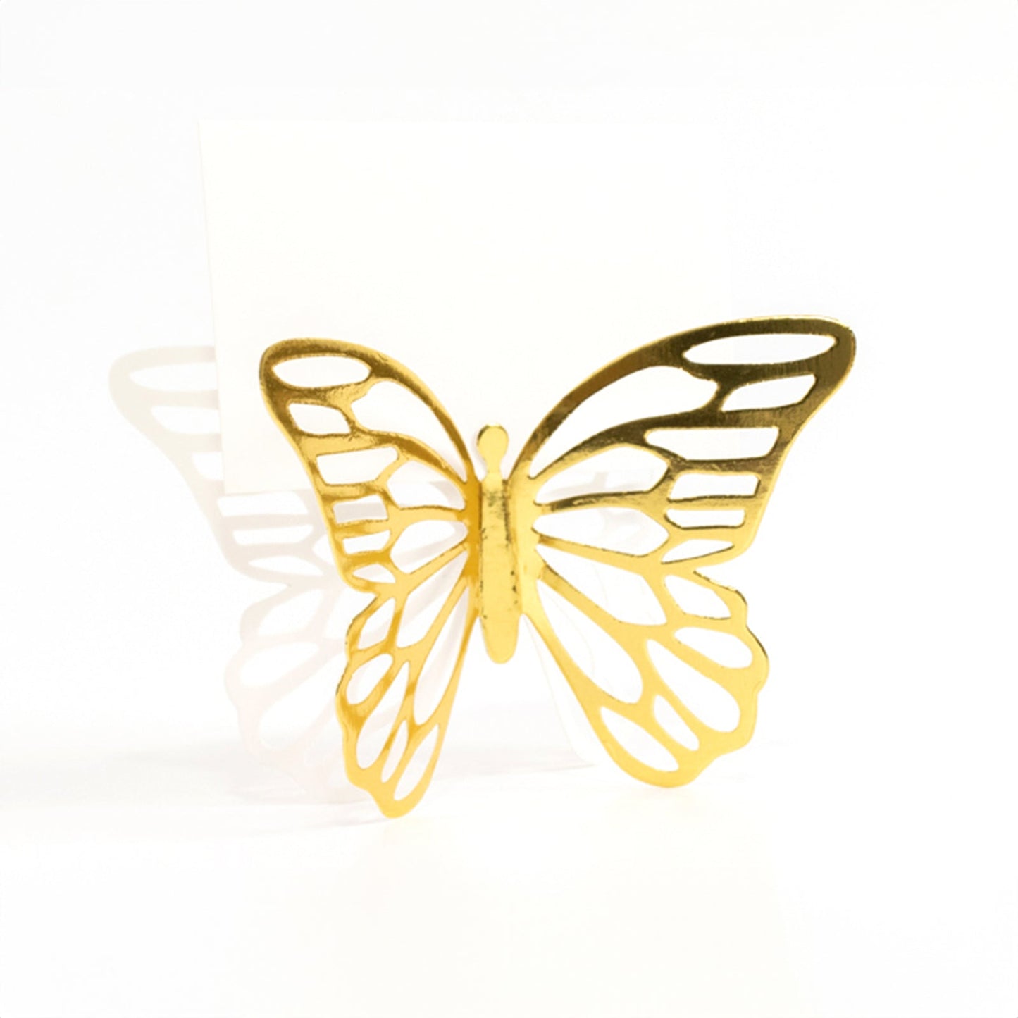 25-Pack Paper Butterfly Place Card Holders Gold with White Printable Cards - 3D Free Standing Table Number Stands 3"x5"