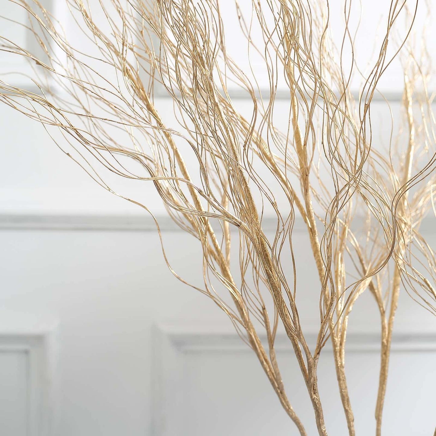 4-Pack Artificial Curly Willow Branches Metallic Gold - Decorative Bendable Long Stem Twig Sprays for Weddings Photo Shoots & Floral Designs 39"