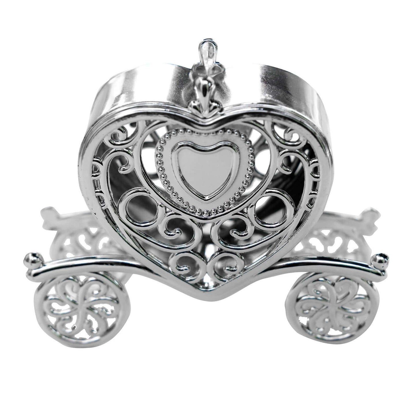 12-Pack Heart Carriage Candy Container Gift Boxes Silver Princess - Stylish Favor Boxes for Special Occasions 4"