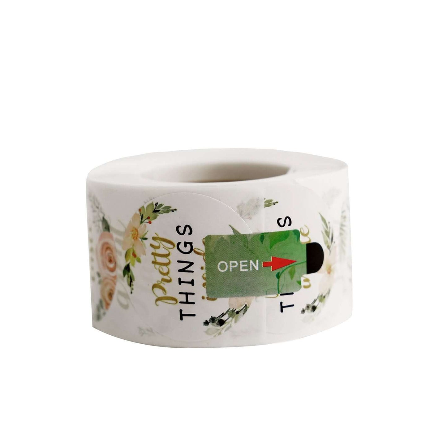 500Pcs 1.5" Thank You Themed Assorted Text Floral Stickers Roll, Labels For DIY Envelope Seal - Round