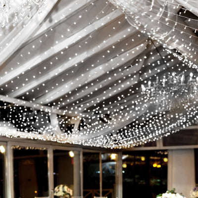 White 600 LED Twinkle Fairy Lights with 8 Modes Plug In Connectable Curtain String Lights - 10ftx20ft - LED