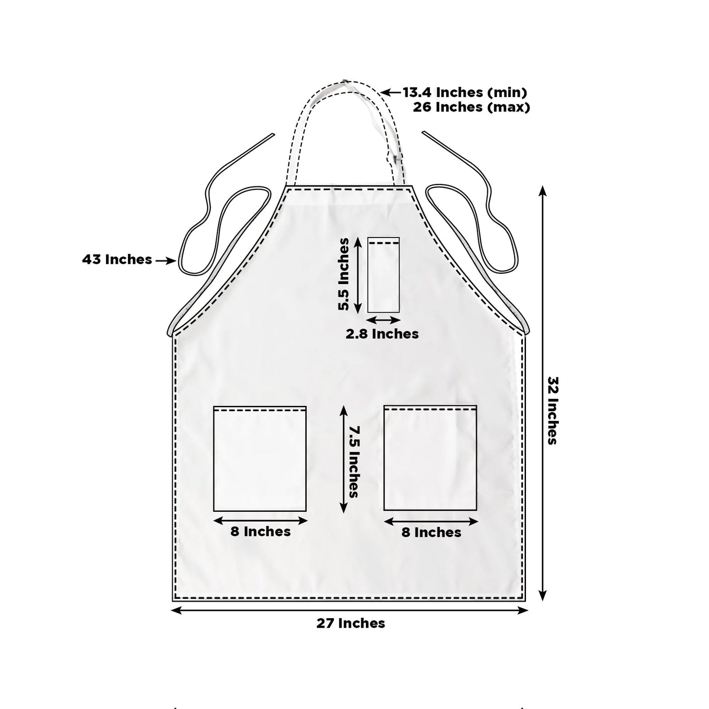 White Premium Polyester Cooking Chef Apron with Adjustable Neck and Long Ties, Waterdrop Resistant 2 Pockets Unisex Kitchen Bib Apron