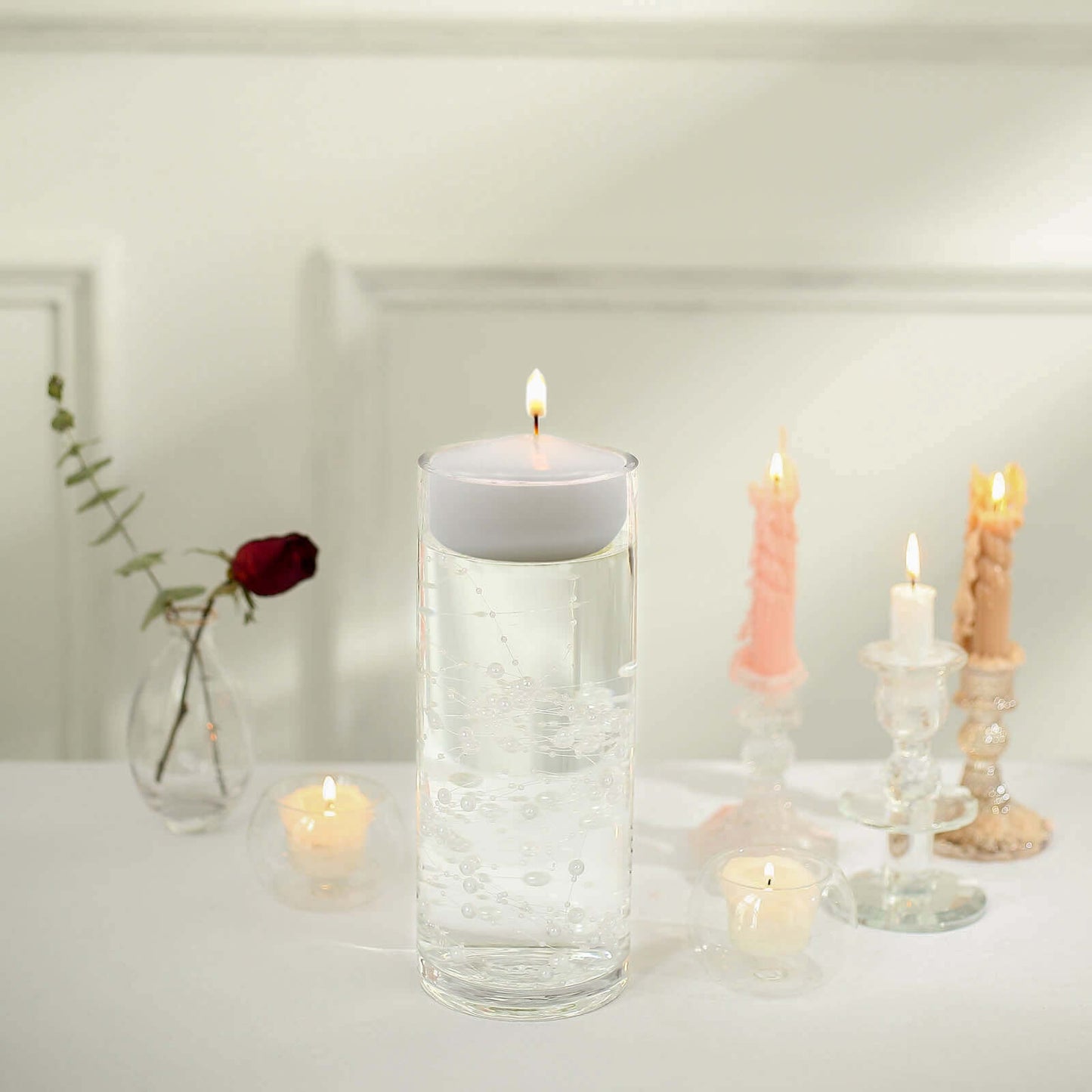 Faux Pearl String Beads Vase Filler - White DIY Craft Fishing Line Pearl Chains 100ft