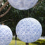 Set of 8 White Blue Hanging Chinese Lanterns in French Toile Floral Pattern, Festival Paper Lanterns - 6",8",10",14"