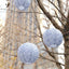 Set of 8 White Blue Hanging Chinese Lanterns in French Toile Floral Pattern, Festival Paper Lanterns - 6",8",10",14"