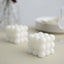 2-Pack Decorative Paraffin Wax Candles Bubble Cube Design White - Unscented Long Burning Pillar Candle Set 2"