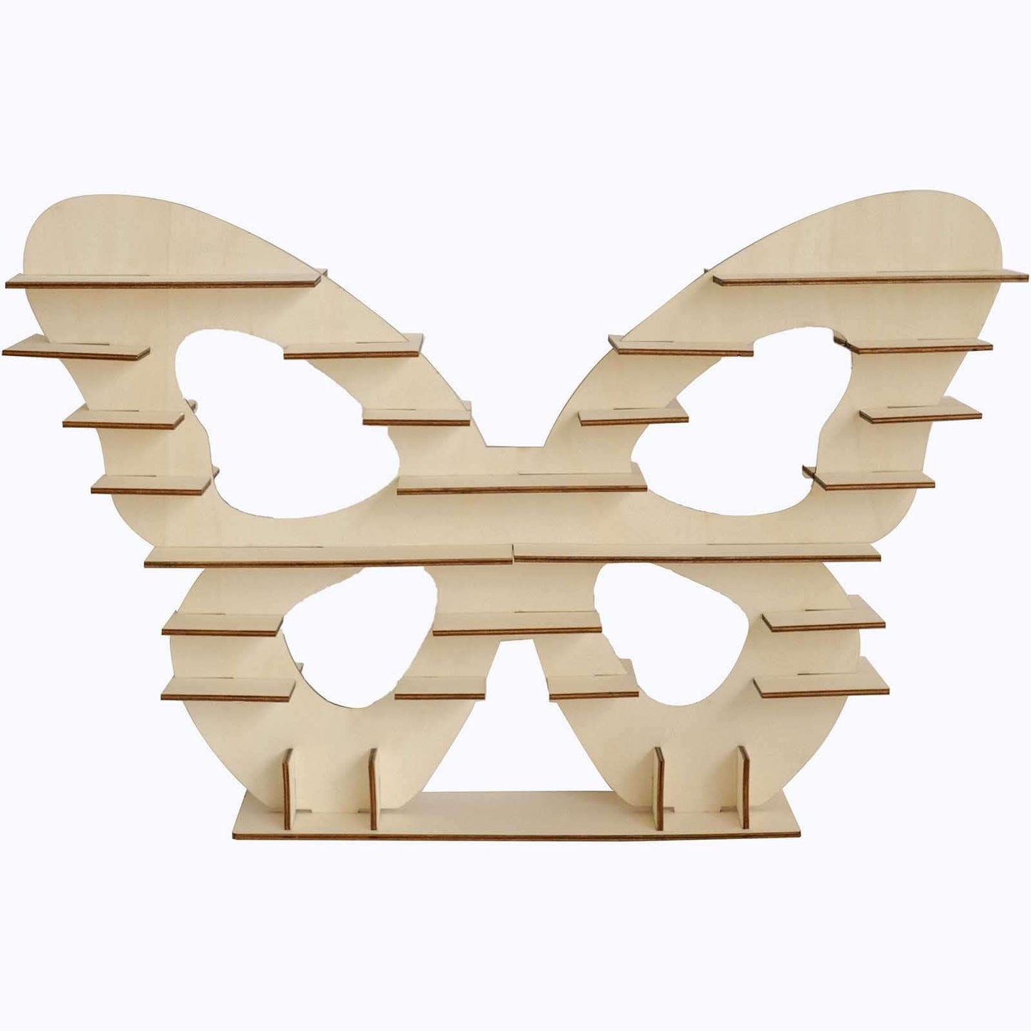 7-Tier Wooden Dessert Display Stand Butterfly Shaped Design Natural - Double Sided Cupcake Holder Shelf Rack 25"