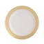 10-Pack Plastic Round Dinner Plates 10" White with Beige Gold Spiral Rim - Chic Disposable Party Plates