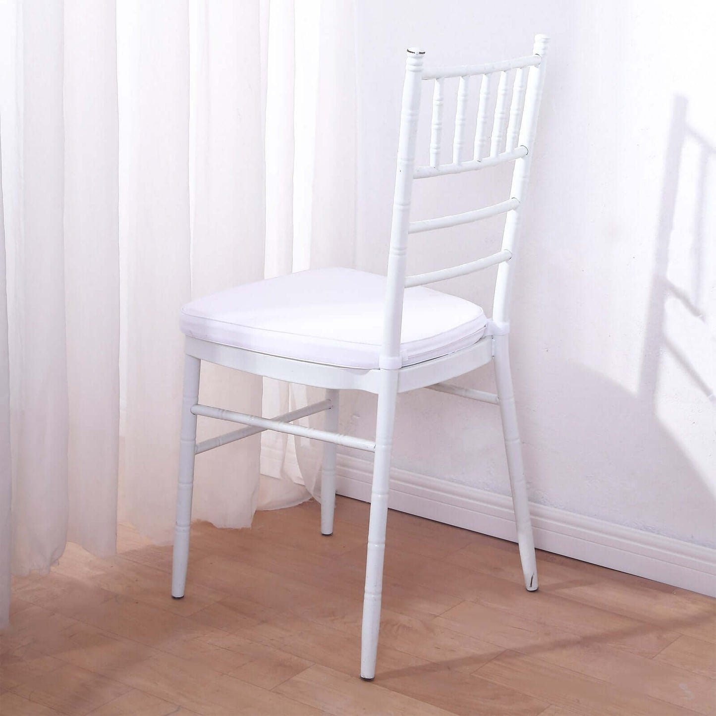 Chiavari Chair Cushion with 1.5" Thick Memory Foam and Ties White - Stylish Removable Cover for Comfort
