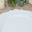 10-Pack Economy Plastic Round Charger Plates 13" in White with Silver Scalloped Rim, Decorative Dinner Party Serving Plates