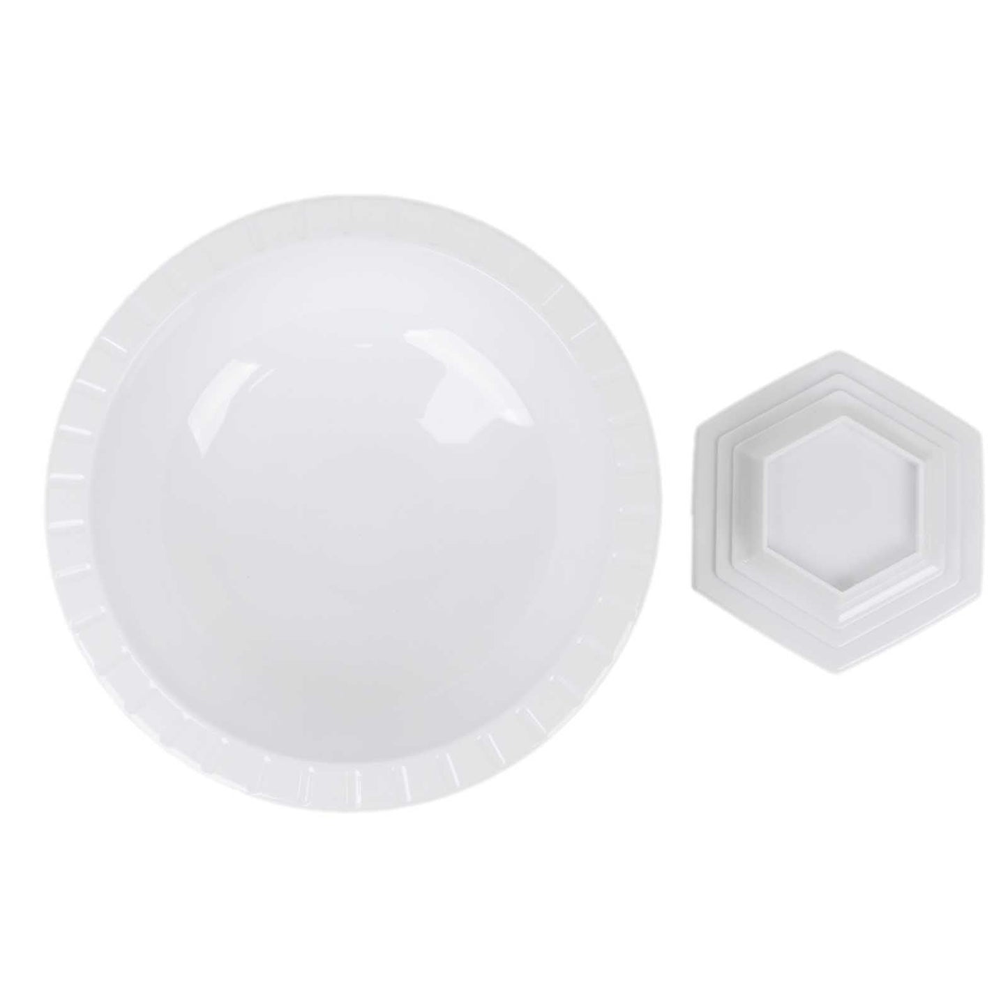 3-Pack Plastic Footed Compote Bowl Flower Vases Roman Style White - Round Decorative Pedestal Table Centerpieces 10"