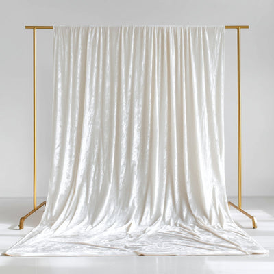White Crushed Velvet Backdrop Curtain â€“ 5ft x 14ft Event Drape with Rod Pocket Privacy Panel for Photo Booths &