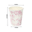 24-Pack Paper Cups in White with Pink French Toile Print - Stylish Disposable Floral Party Cups for Weddings & All Purpose Use 9oz