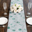 Disposable Table Runner 11"x108" White with Green Eucalyptus Leaves Print - Non-woven Stylish Spring Summer Dining Decor
