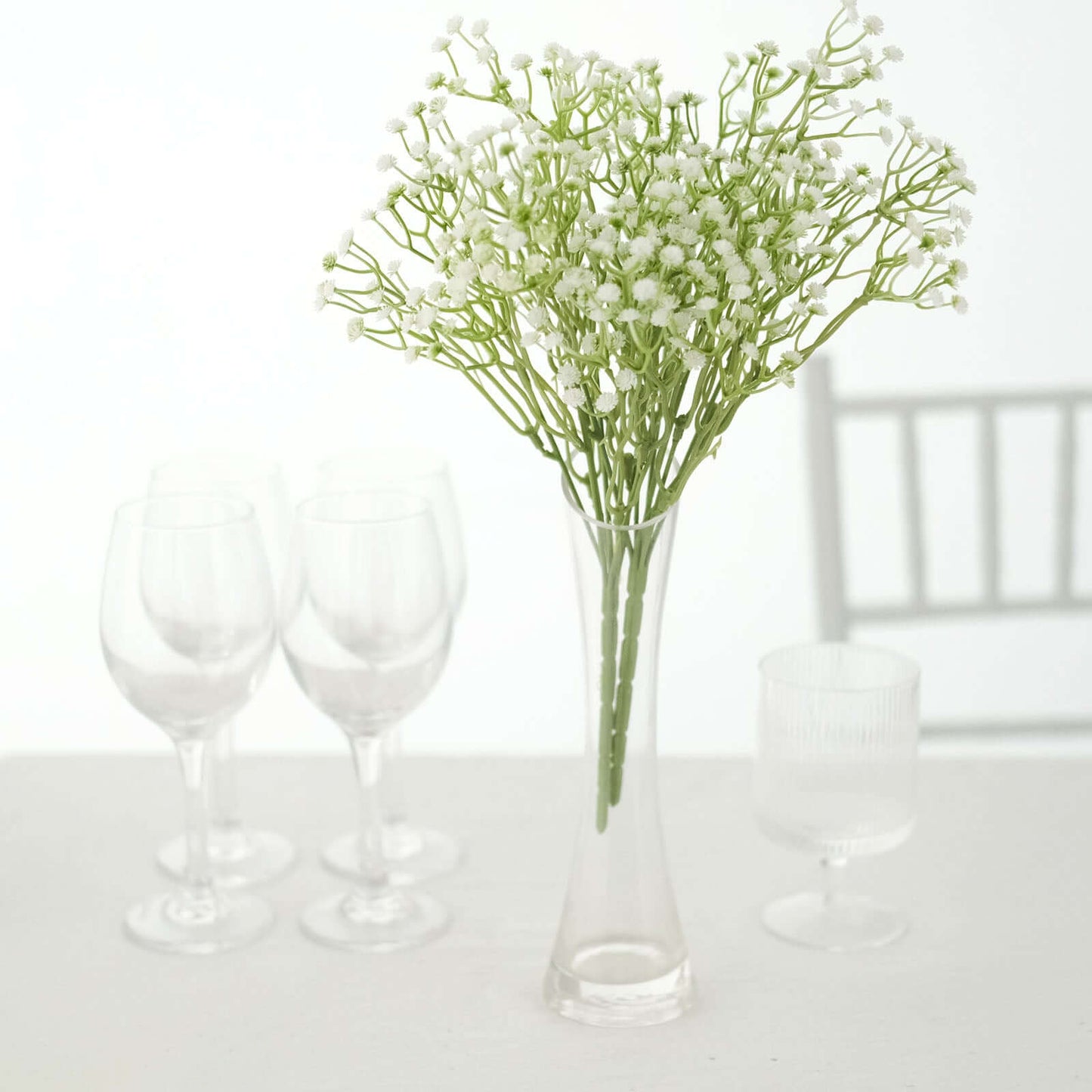 3 Bushes White 14" Artificial Babyâ€™s Breath Gypsophila Flower Arrangements, Real Touch Indoor Faux Floral Bouquets