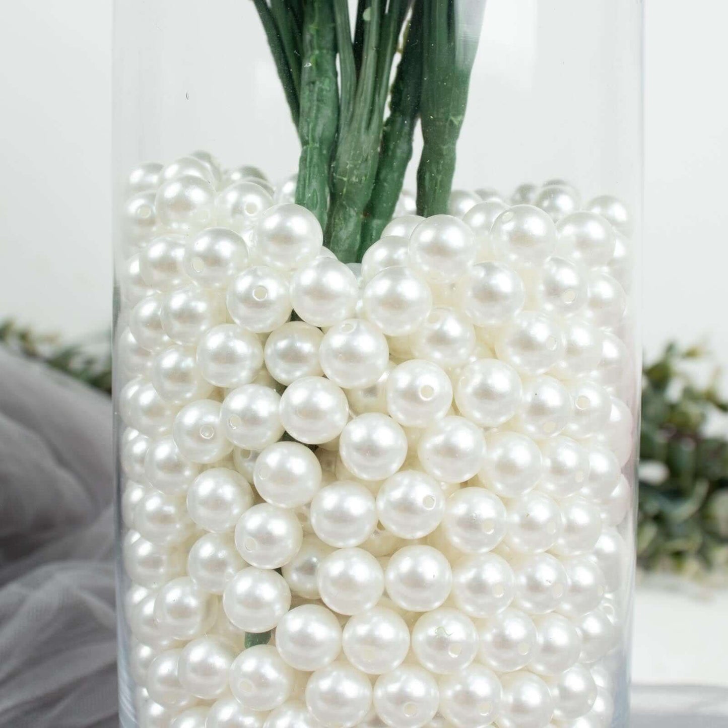 1000-Pack Faux Craft Pearl Beads White - Smooth Beads with Holes for Vase Filler Jewelry Making Bridal Accessories & Event Decor 10mm