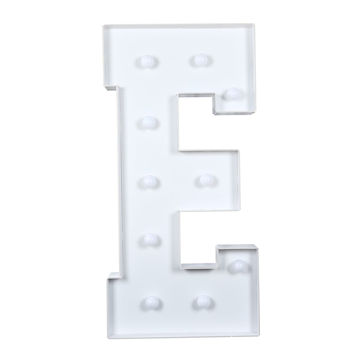 Giant LED Marquee Light Up Letter "E", White 4ft Pre-Cut Foam Board with 10 Warm White Battery Operated LEDs, Glue Gun and Sticks