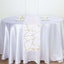 Polyester 9ft Table Runner White with Gold Foil Geometric Pattern - Modern & Stylish Table Decor