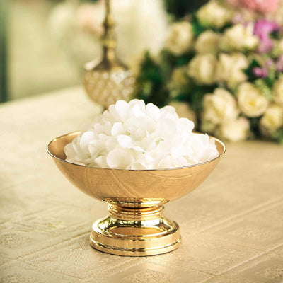 Metal Pedestal Flower Pot Round Design Gold - Floating Candle Bowl and Display Dish 12"