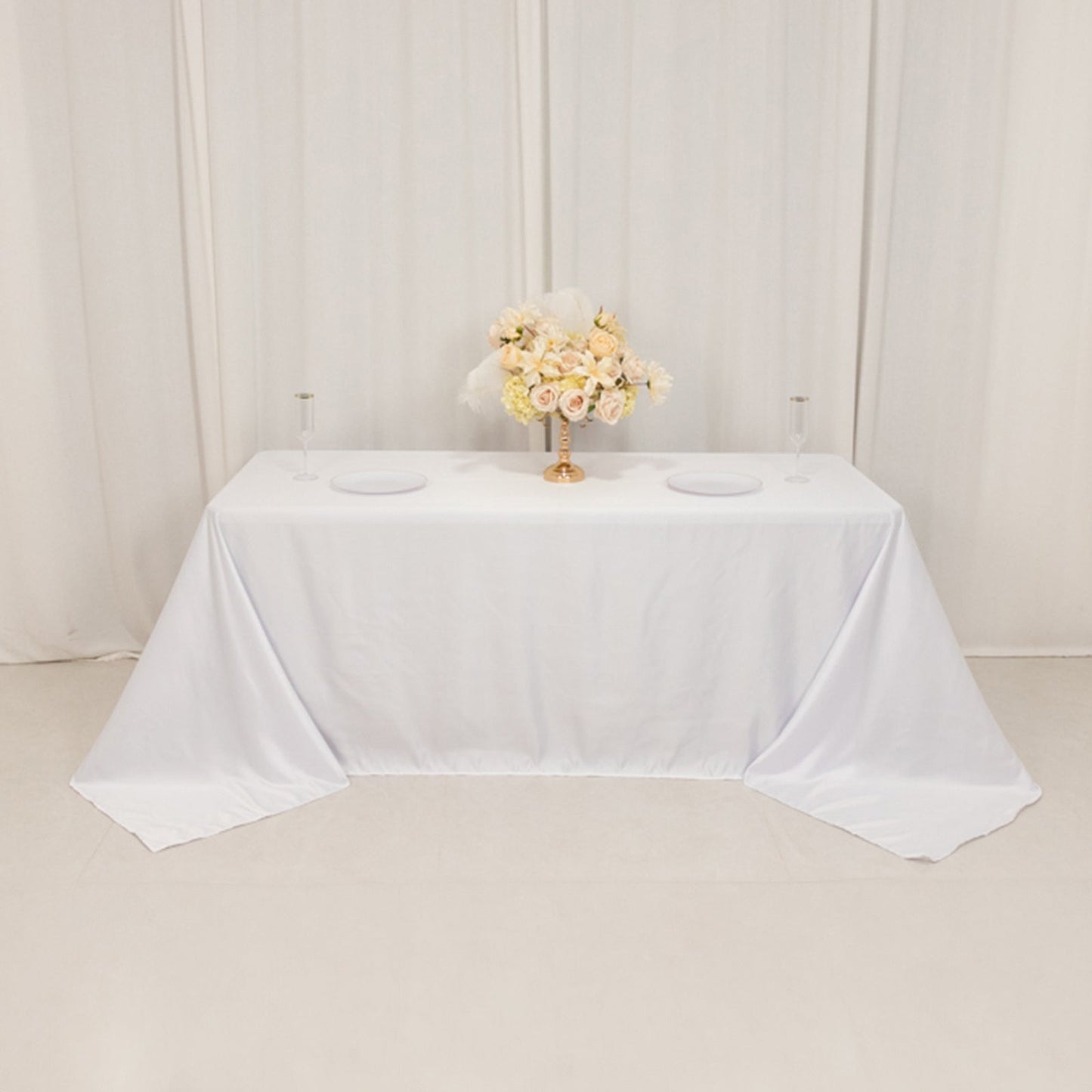 Lamour Satin 90"x132" Rectangle Tablecloth White - Soft & Silk-Like Seamless Table Cover for Weddings & Parties