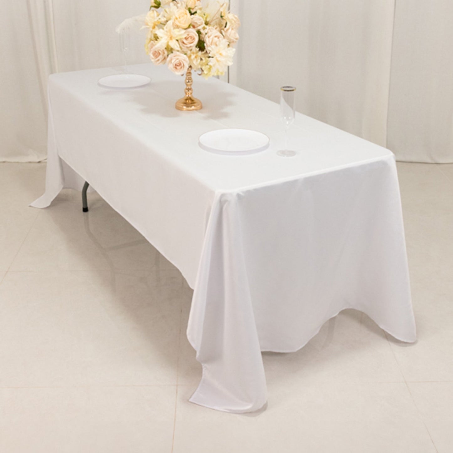 Lamour Satin 60"x126" Rectangle Tablecloth White - Soft & Silk-Like Table Cover for Upscale Dining