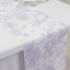 Polyester Table Runner 12"x108" White with Lavender Lilac French Toile Floral Print - Stylish Reusable Table DÃ©cor