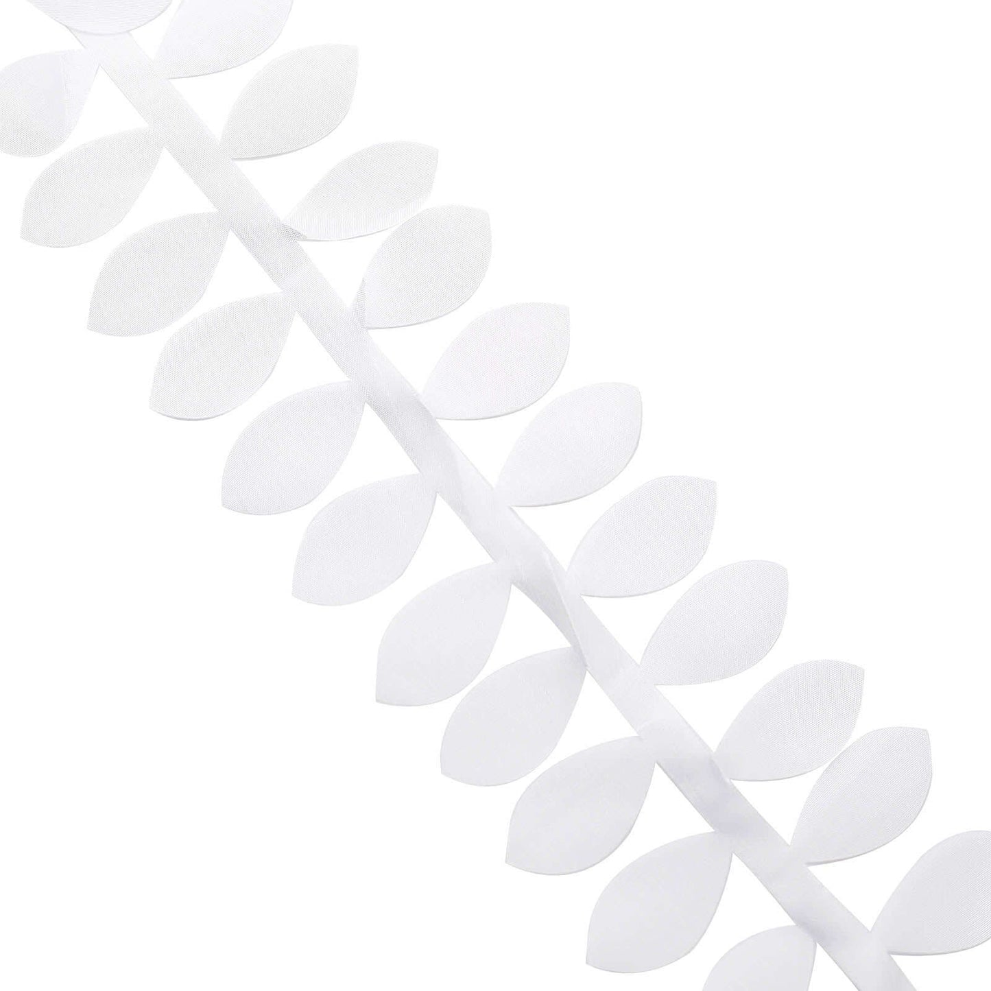 Taffeta Ribbon Sash with 4" Leaf Petal Design White 50ft - Sophisticated Artificial Fabric Garland for Events