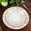 25-Pack Paper Round Dinner Plates 9" White with Metallic Rose Gold Polka Dots - Disposable 300GSM Party Plates for Banquets & Celebrations