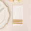 20 Pack Linen-Like Paper 8"x4" Napkins White With Gold Lines - Soft Hygienic Airlaid Guest Towels