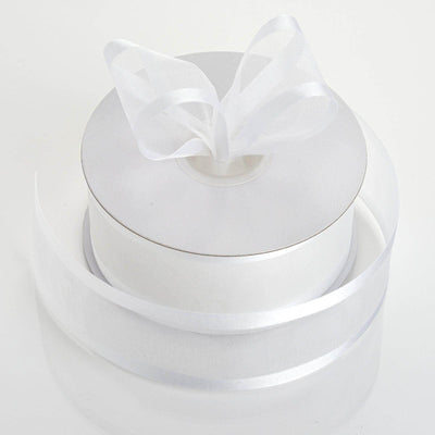 25 Yards 1.5" White Organza Ribbon With Satin Edges
