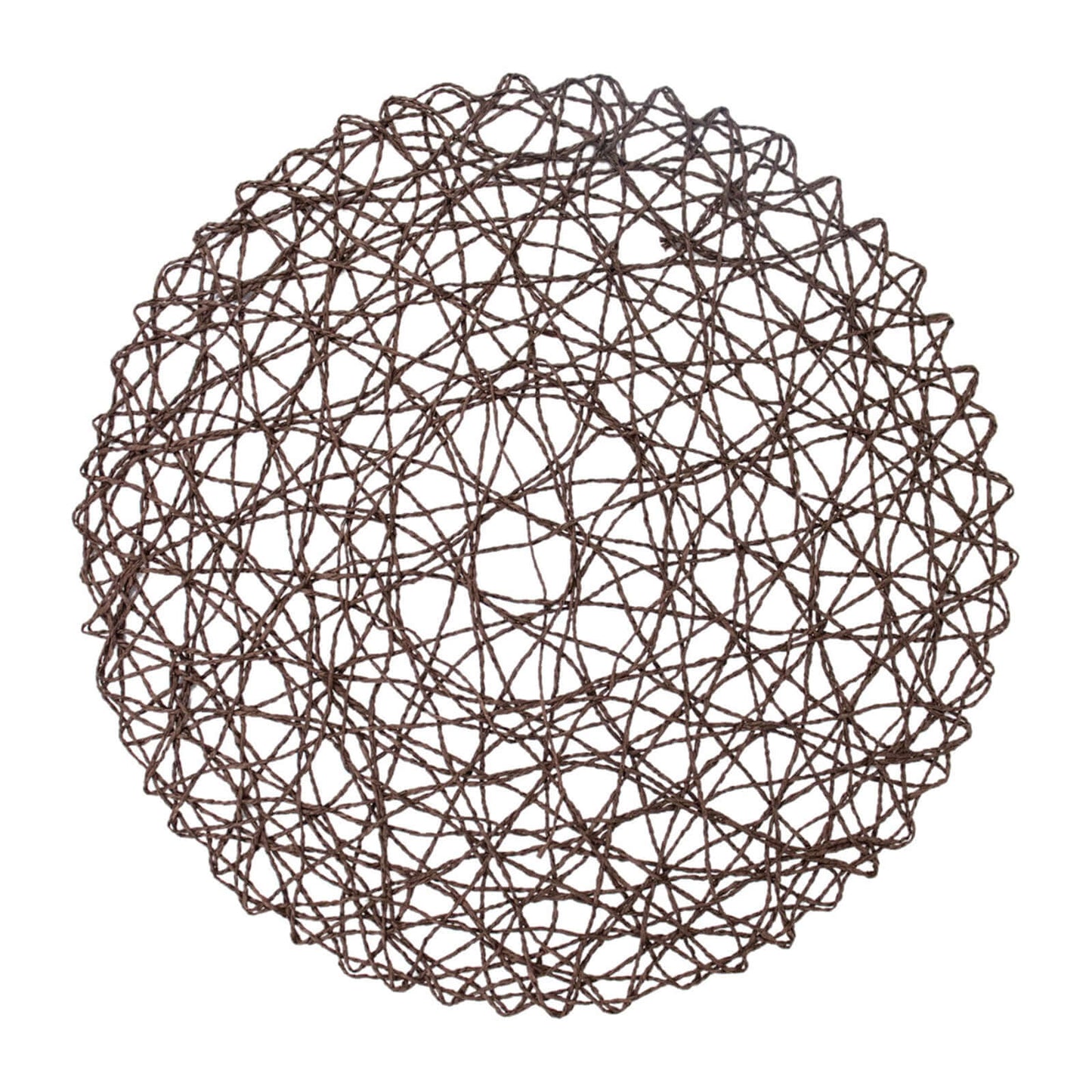 6-Pack Table Placemats Woven Fiber Design Dark Brown Round - Disposable Mats for Dining and Events 15"