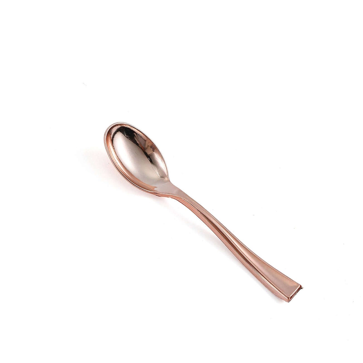 24-Pack Plastic Mini Dessert Spoons Rose Gold - Heavy Duty Disposable Silverware 4"