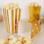 36 Pack 5" White Gold Design Mini Paper Popcorn Boxes, Candy Favor Disposable Bags - Stripe, Polka Dot, Solid Style