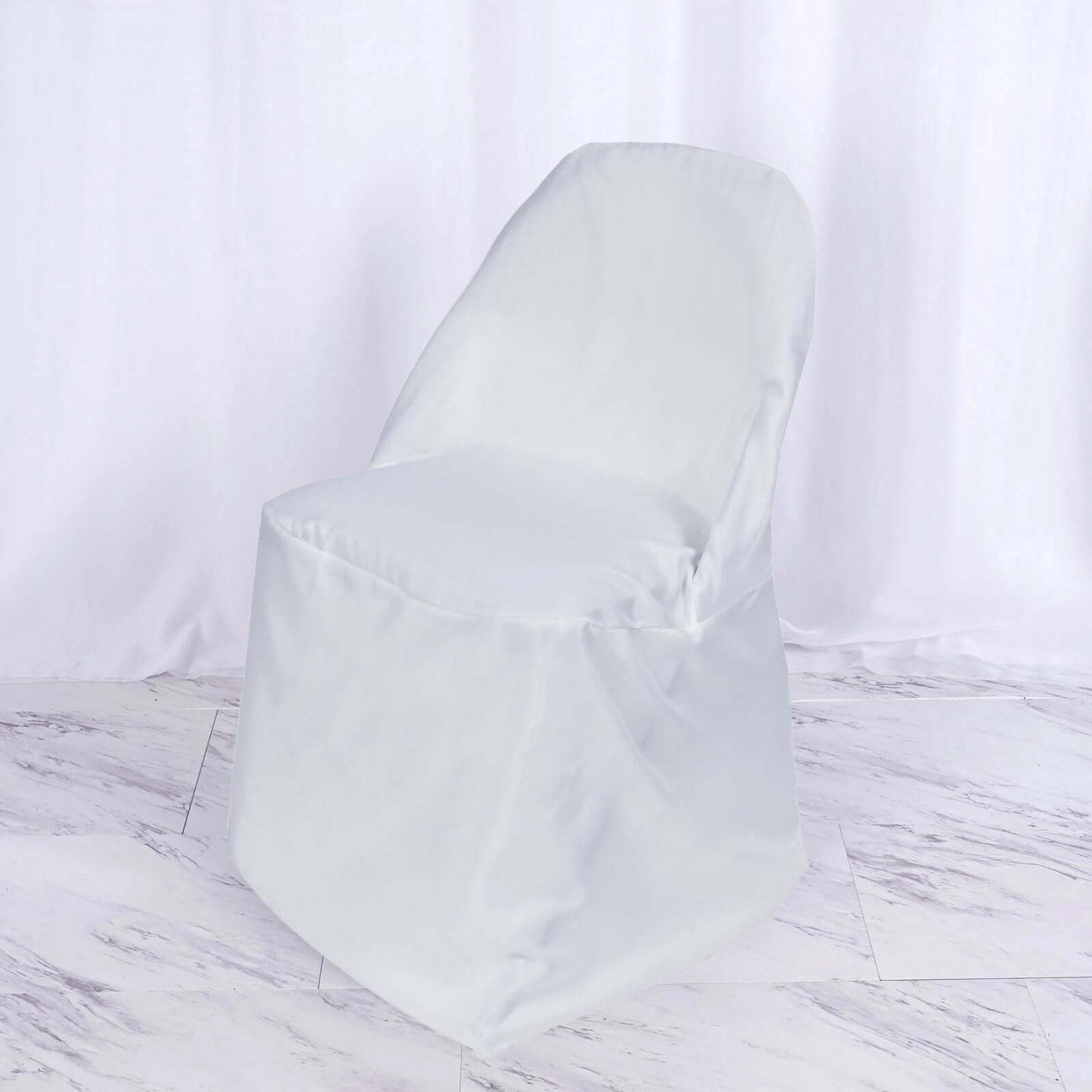 Polyester Chair Cover White for Folding Chairs - Stylish Durable and Reusable Slip-On Cover for Events & Gatherings