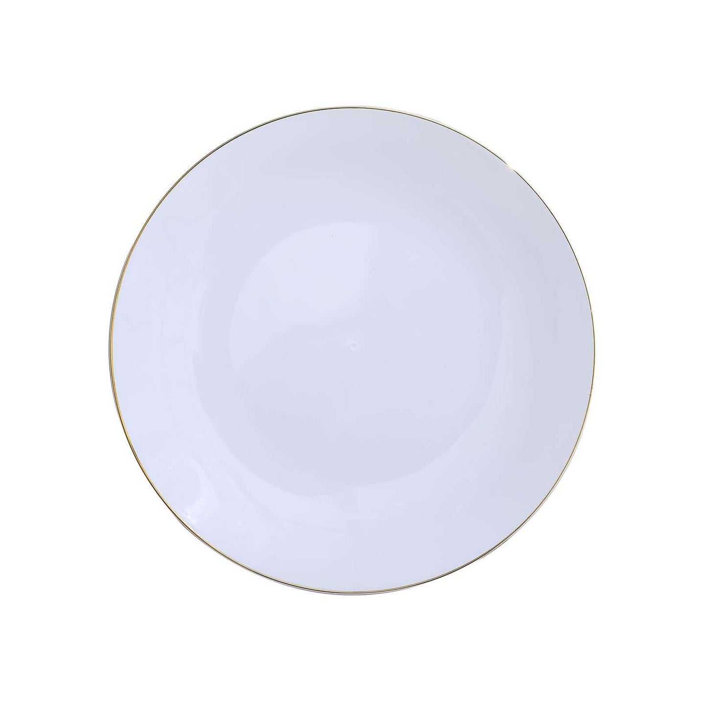 10-Pack Plastic 8" Round Dessert Plates in White with Gold Rim - Glossy Disposable Appetizer Salad Plates for Banquets & Special Occasions