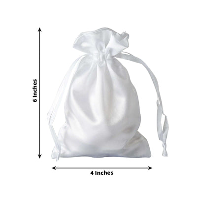 12 Pack 4"x6" White Satin Drawstring Wedding Party Favor Gift Bags
