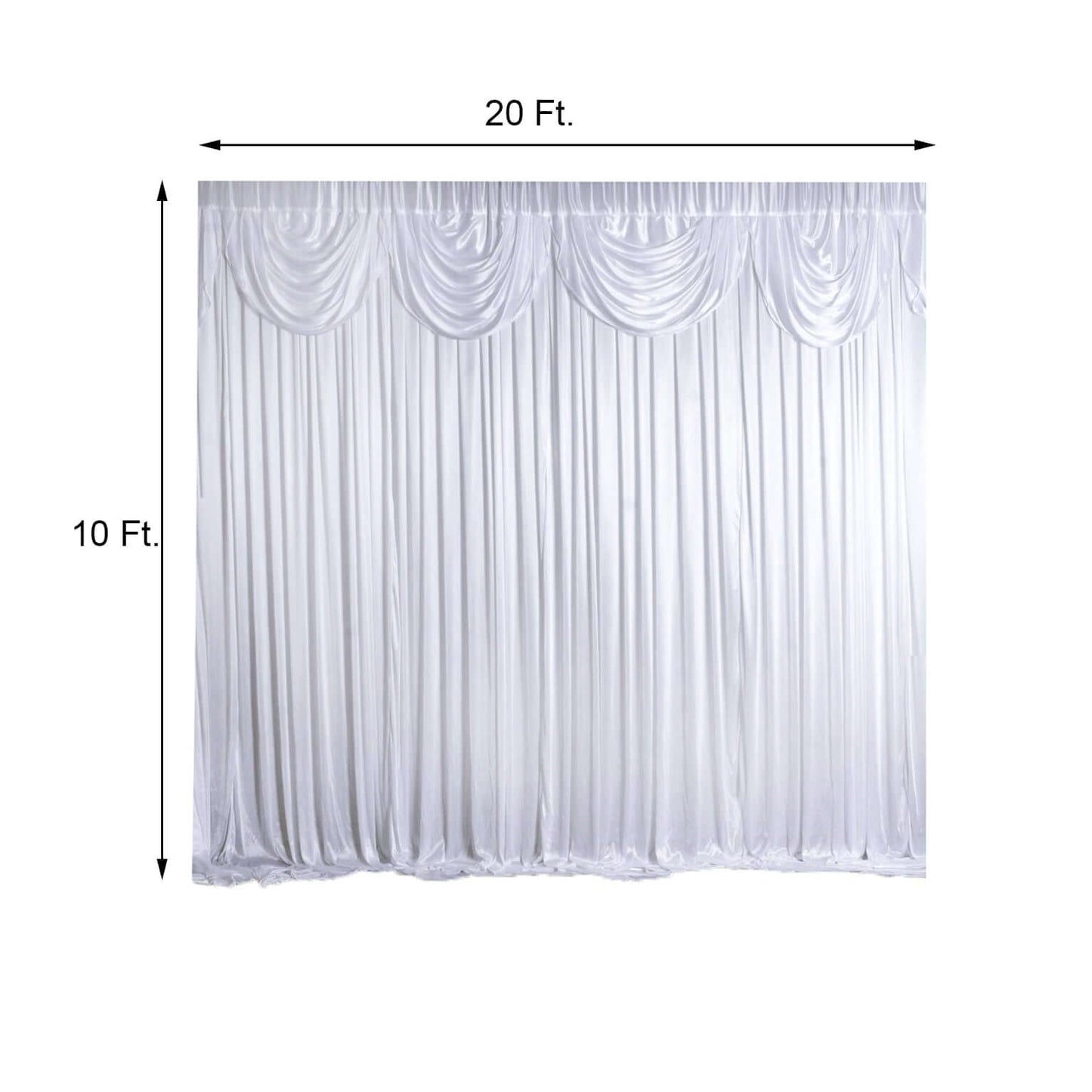 20ftx10ft White Premium Double Drape Satin Event Curtain Drapes, Glossy Photo Backdrop Event Panel