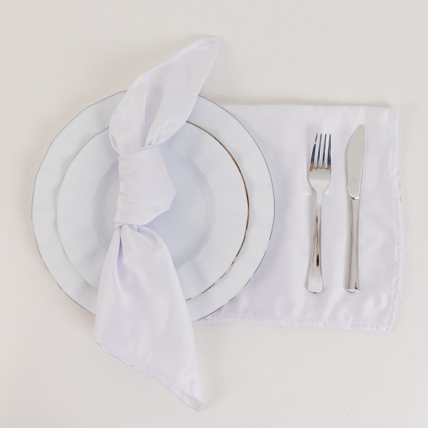 5 Pack Lamour Satin 20"x20" Napkins White - Exquisite Dinner Napkins with Soft Matte Finish for Weddings & Events