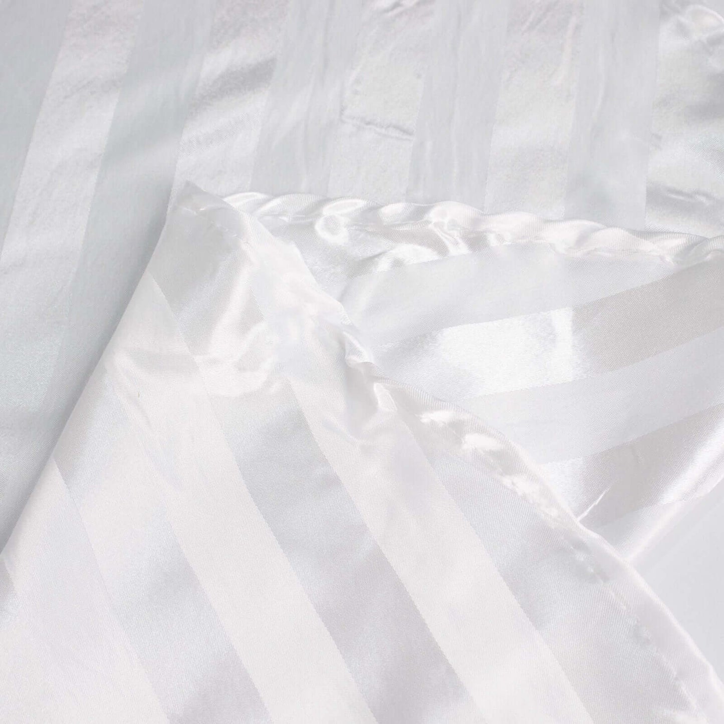 Satin Striped 120" Round Tablecloth White - Silky Smooth Seamless Wedding Decor