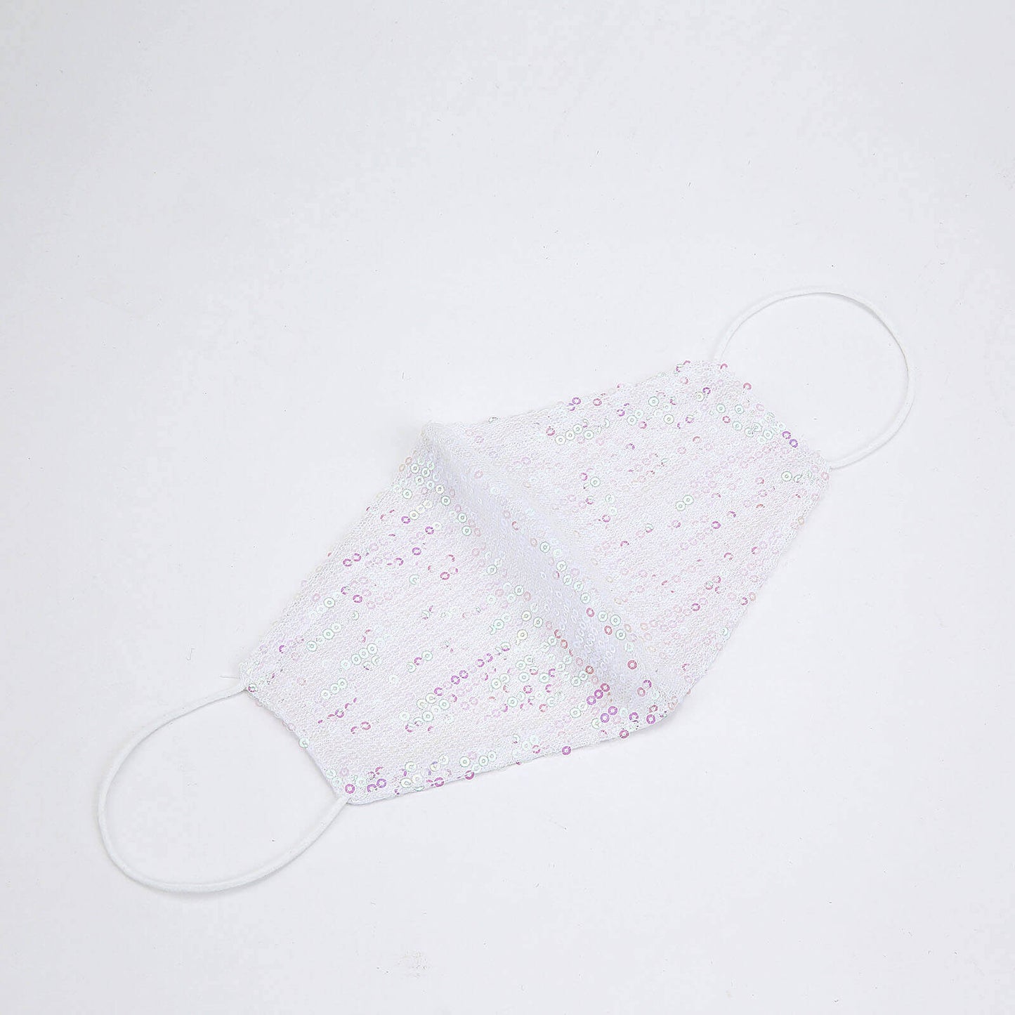 5 Pack White Sequined Cotton Fashion Face Mask, Reusable Fabric Masks With Ear Loops