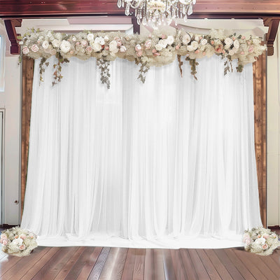 White Sheer Backdrop Drape â€“ 5ft x 14ft Wedding Arch & Ceiling Decor Panel Wrinkle Free with Soft Shimmer - Backdrops