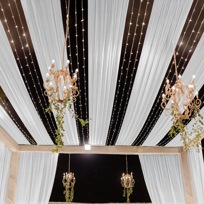 White Sheer Backdrop Drape â€“ 5ftx32ft Wedding Arch & Ceiling Decor Panel Wrinkle Free with Soft Shimmer - Backdrops