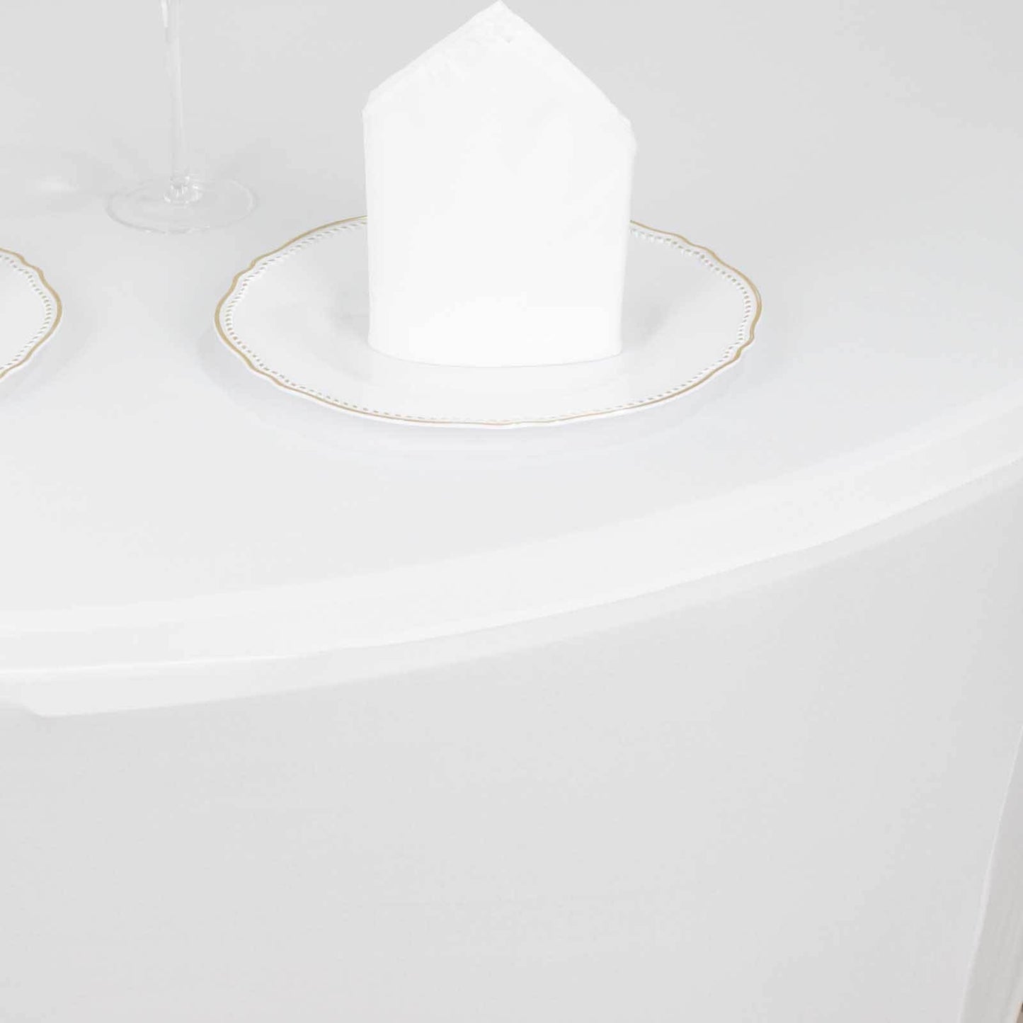 Stretch Spandex 6ft Round Tablecloth White - Durable Form-Fitting Table Cover for Events & Presentations